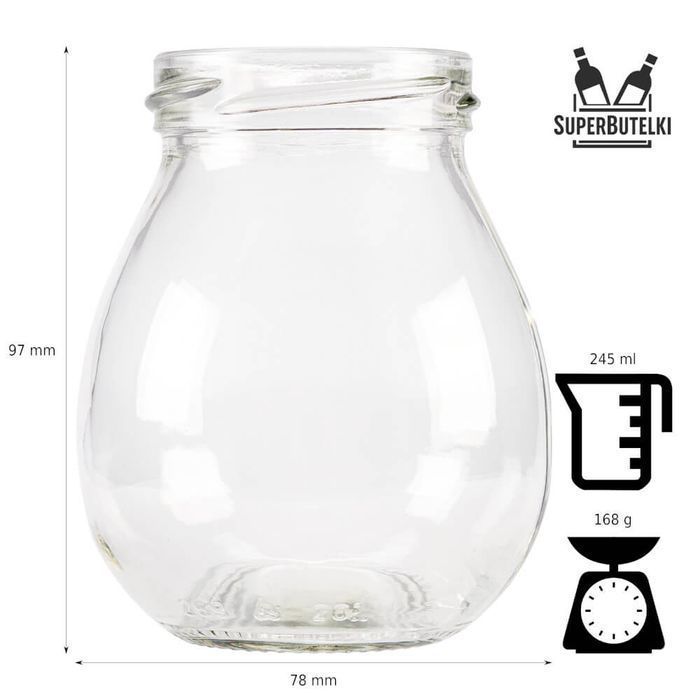 100 słoik szklany MAYO 245 ml na przyprawy dżem miód z zakrętką