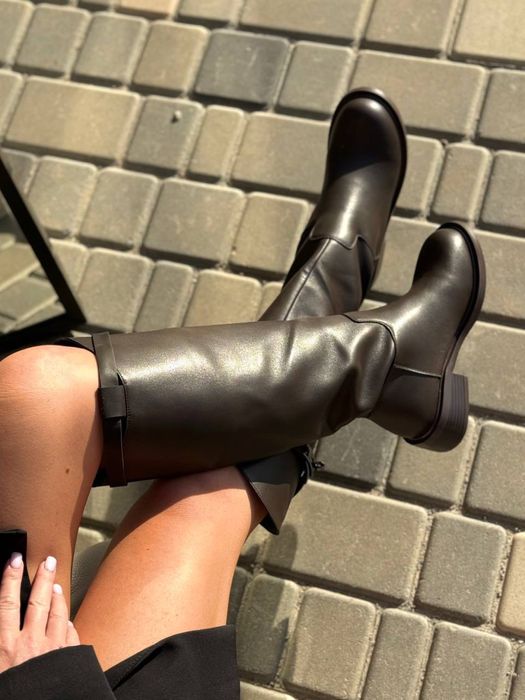 Чоботи жокейки Шкіра шоколад