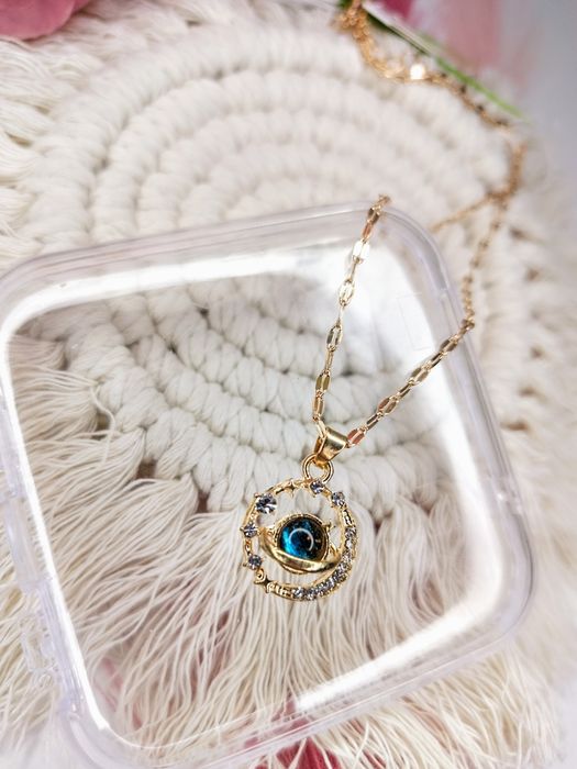 Nowy z metką - Błyszczący Naszyjnik Złoty Kolor Stal Szlachetna