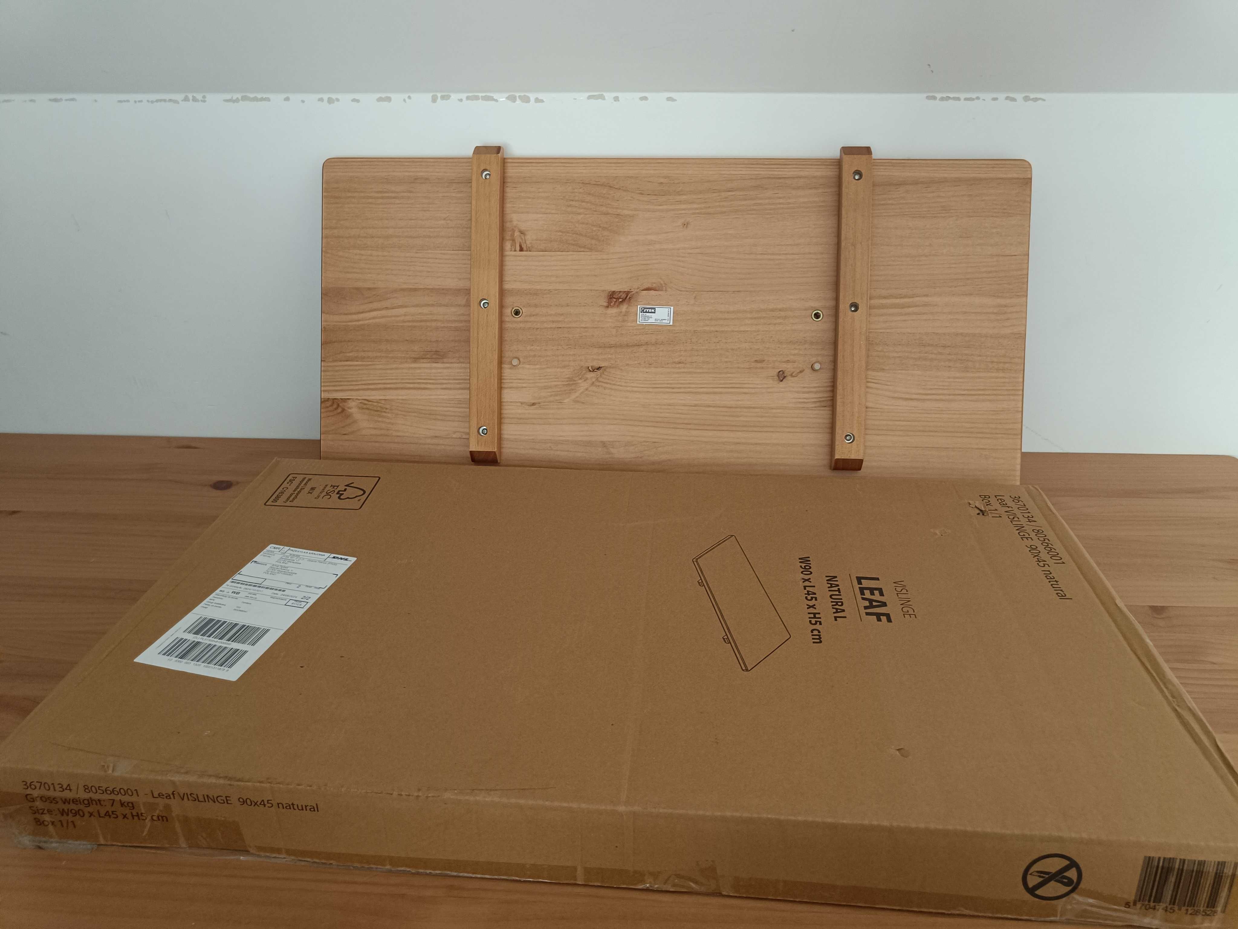 Stół VISLINGE 90x190 cm + 2 dodatkowe blaty 90x45 cm naturalny biały