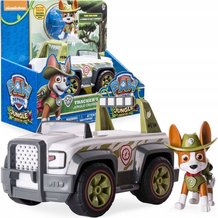 Psi Patrol Tracker Jeep Pojazd + Figurka Ruchoma Jungle Rescue Dżungla
