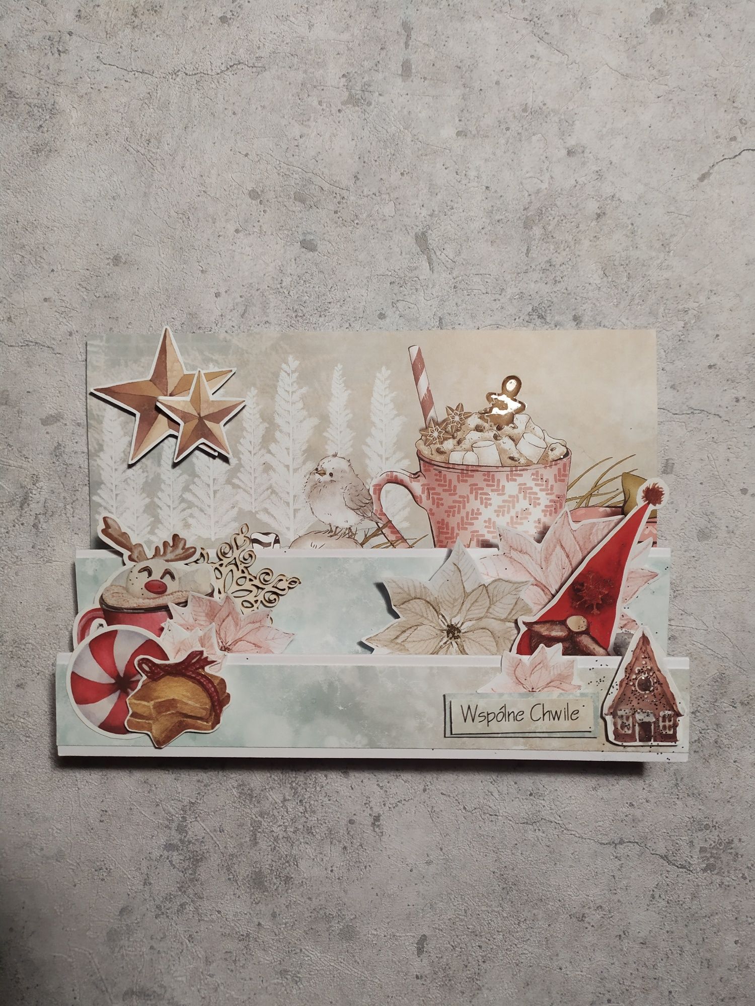 Kartka świąteczna do koperty ręcznie robiona, handmade