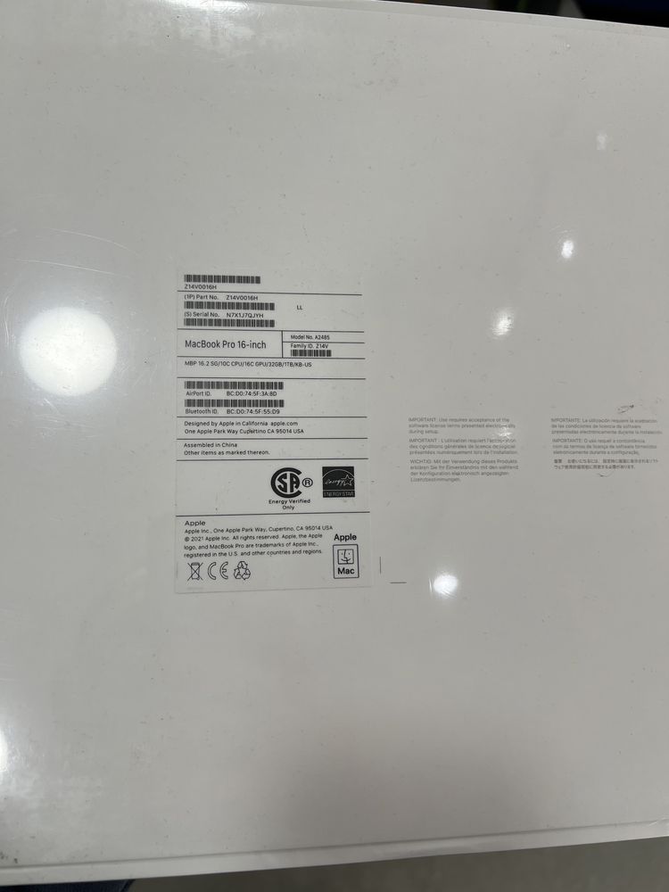 Macbook Pro m1 pro 16” 32/1t . Новий . Магазин Київ