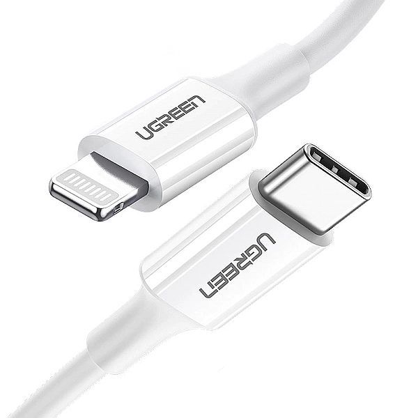 Ugreen kabel przewód MFi Usb Typ C - Lightning 20w 3a 0.25 m biały (us