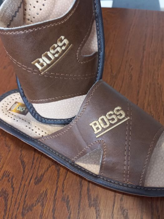 Skórzane pantofle/ laczki męskie, rozmiar 43