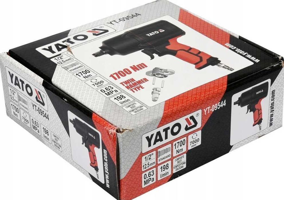 Nowy Pneumatyczny Klucz Udarowy Do Kuł YATO 1/2" 1700NM - GRATIS