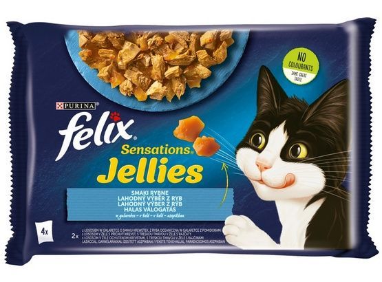 Zestaw pysznych karm dla kotów Felix Saszetki z rybą w galaretce 4x85g