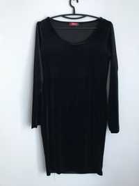 Welurowa Czarna sukienka r M