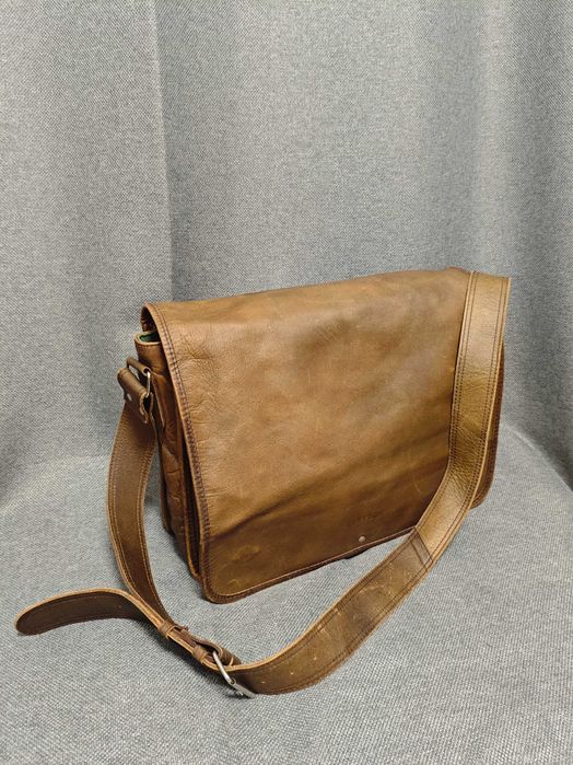 Stetson сумка шкіряна месенджер коричнева чоловіча велика портфель