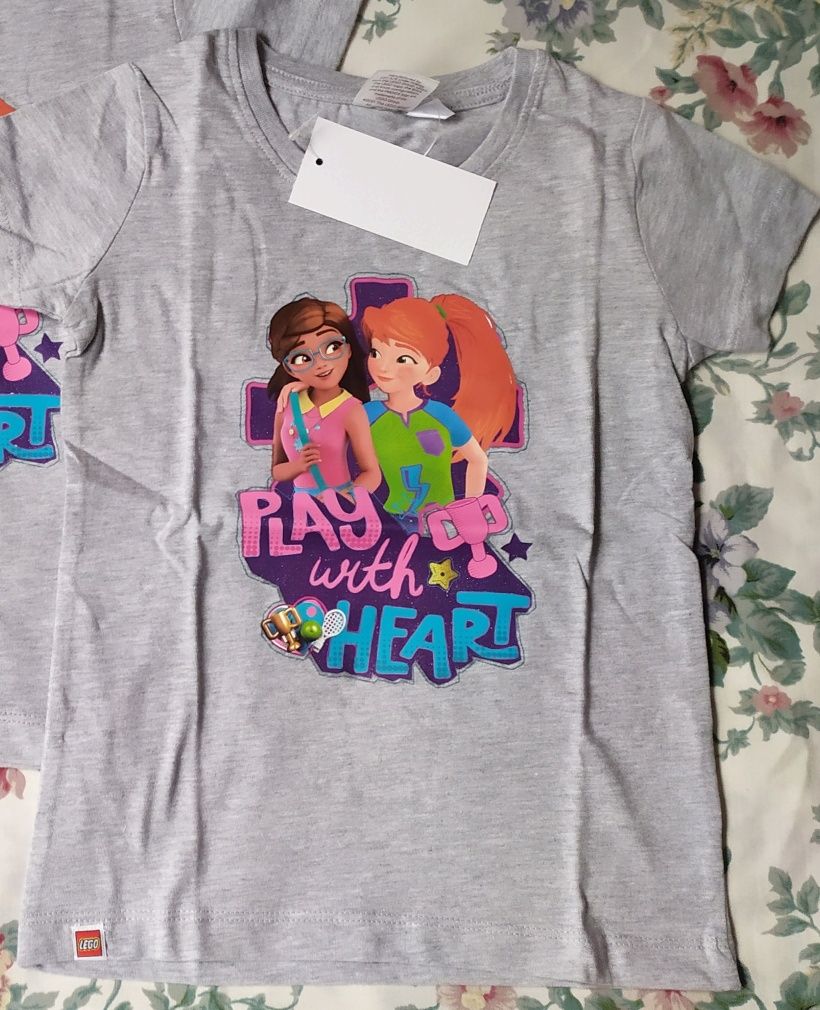 2 x T-shirt 110 / 116 LEGO Friends bluzka koszulka NOWA szara