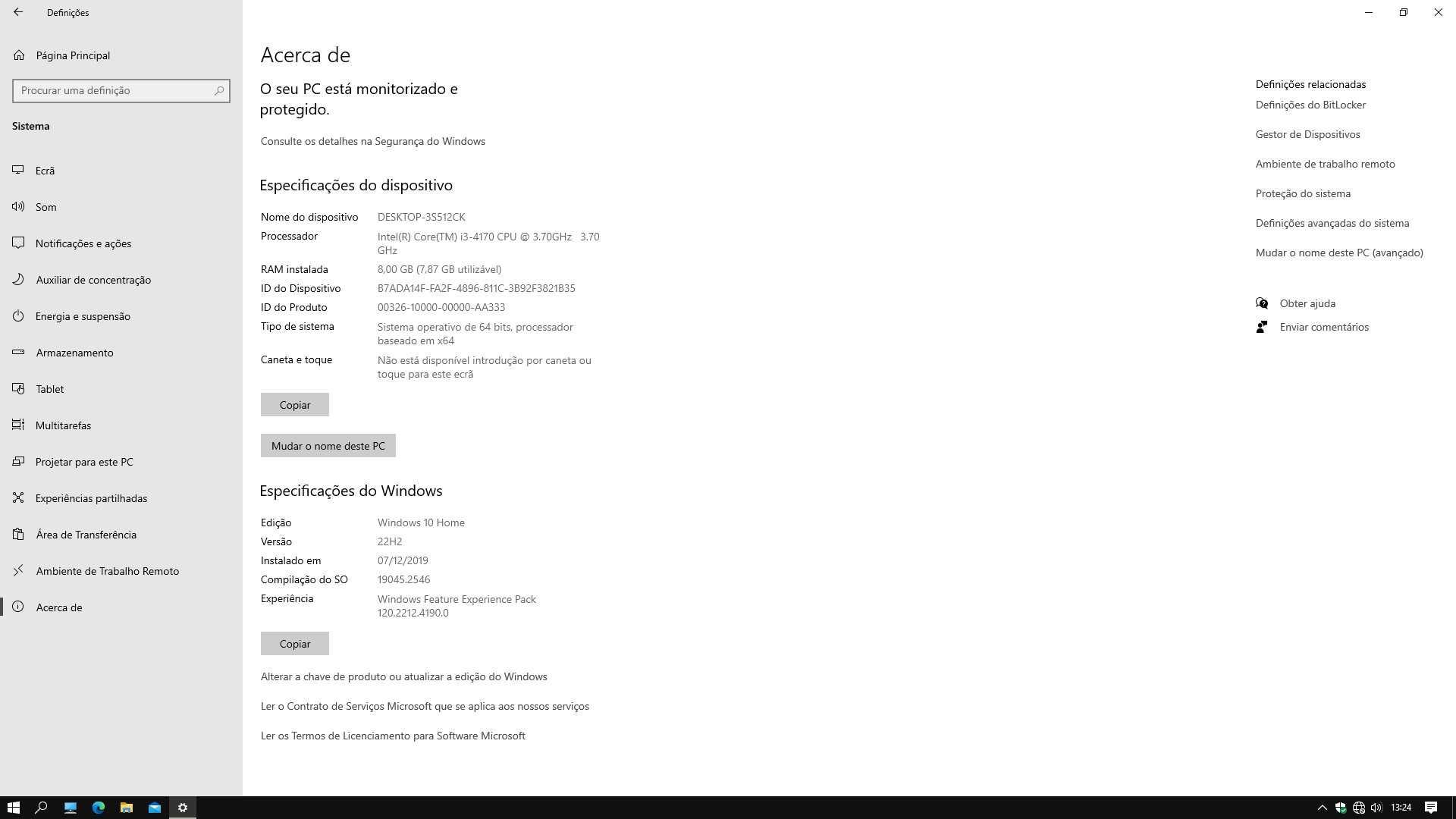 Computador MiniDesktop- CPU i3 4170 /8GB Ram DDR3 com periféricos