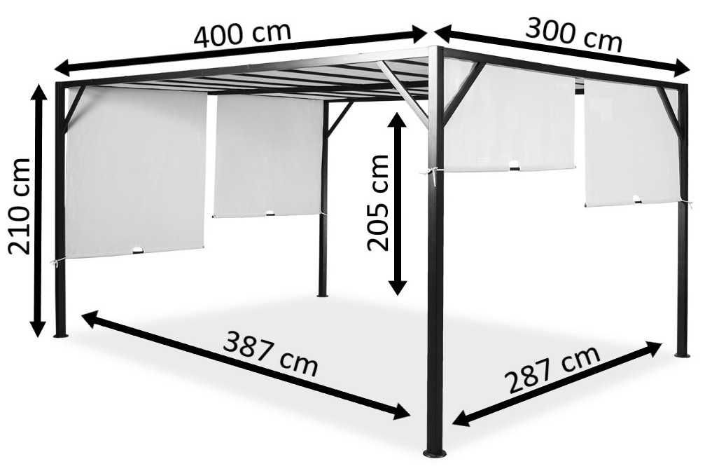 •Pergola tarasowa metalowa 3 x 4m ANTRACYTOWA!