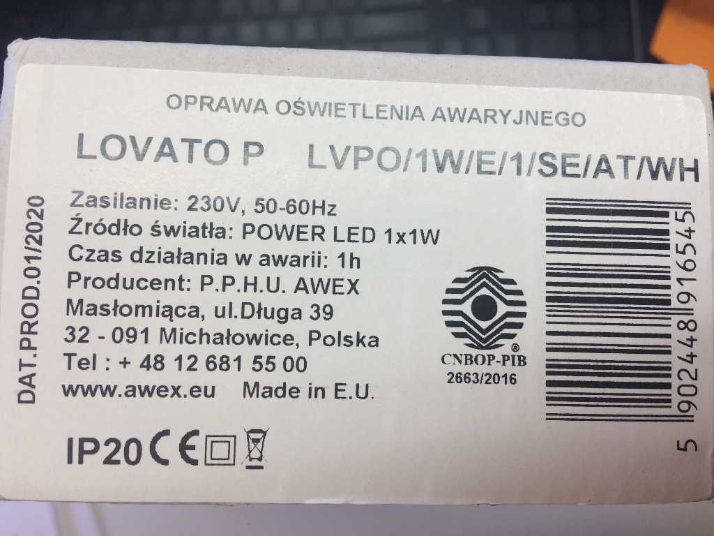 Oprawa awaryjna LOVATO P ECO LED 1W 120lm