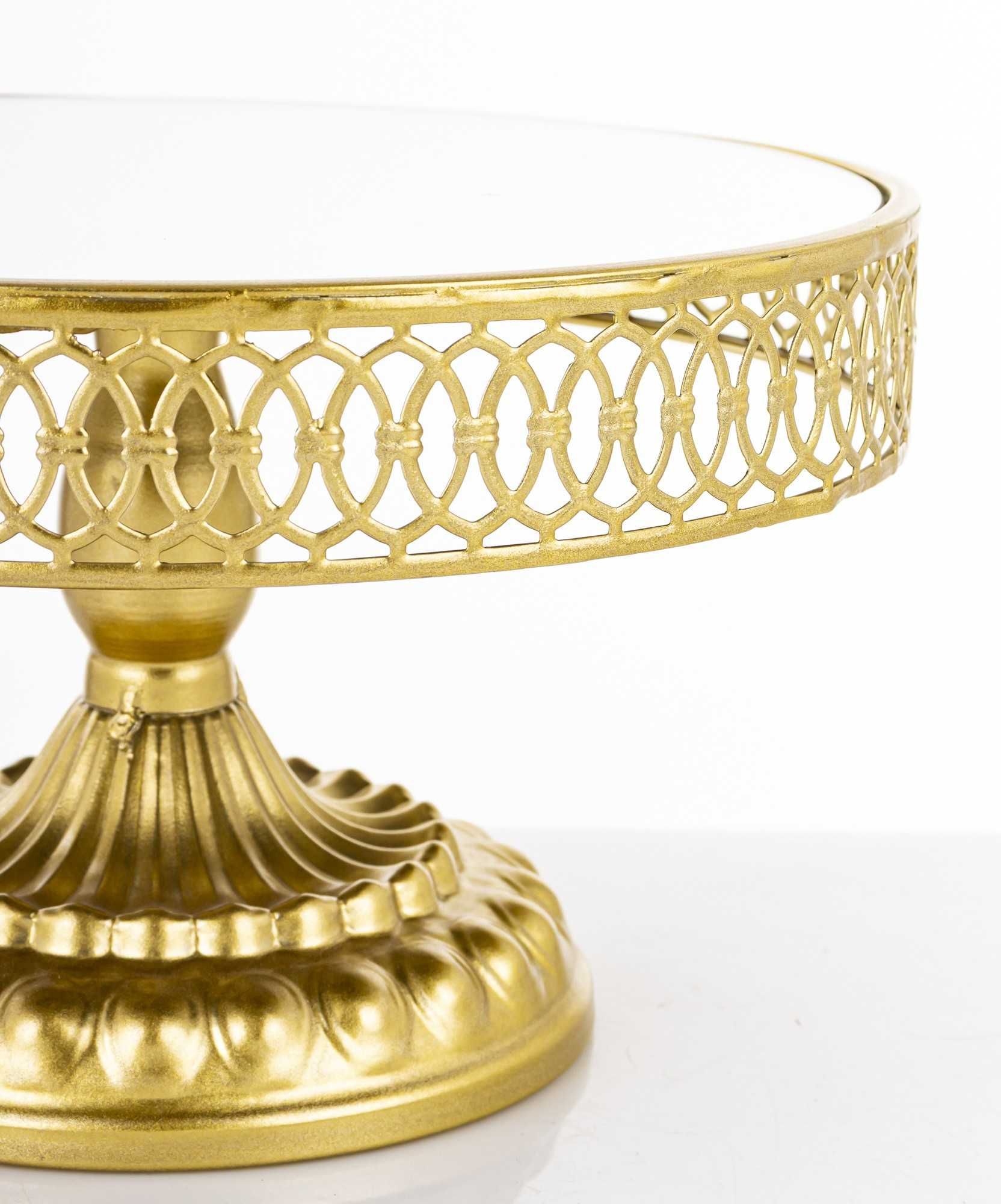 Patera taca złota metalowa 15x26 cm szklana glamour dekoracja pałacowa