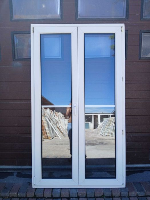Drzwi balkonowe tarasowe 120x210 ruchomy słupek białe DOWÓZ CAŁY KRAJ