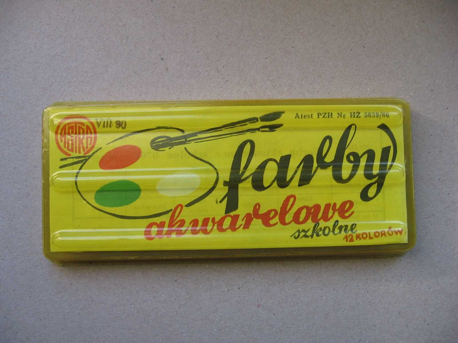 Astra 1990r Farby Akwarelowe szkolne szkoła PRL
