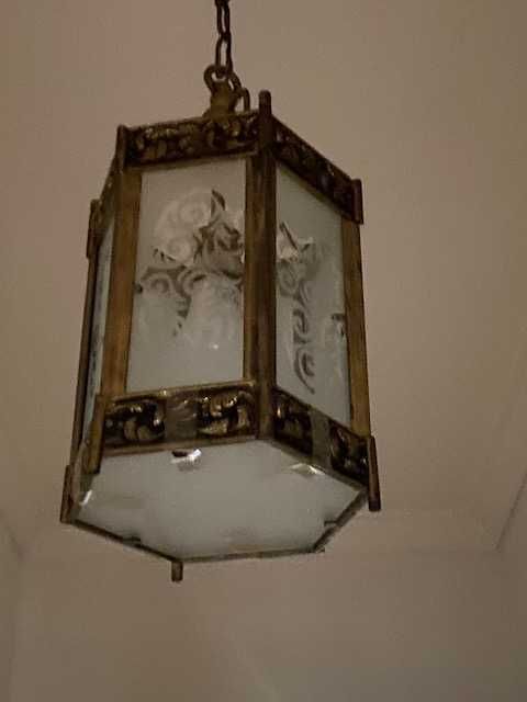 Conjunto de dois Candeeiros / Lanterna de teto com vidro opalino