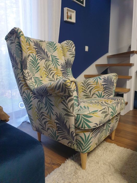 Uszak fotel Ikea Strandmon plus podnóżek