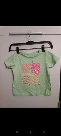 Stan bdb,Miętowa bluzka z krótkim rękawem dla dziewczynki roz,110