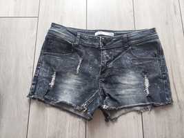 Krótkie spodenki jeansowe marmurki L 40