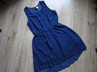 H&M divided sukienka sukieneczka granatowa w kropki 158/164