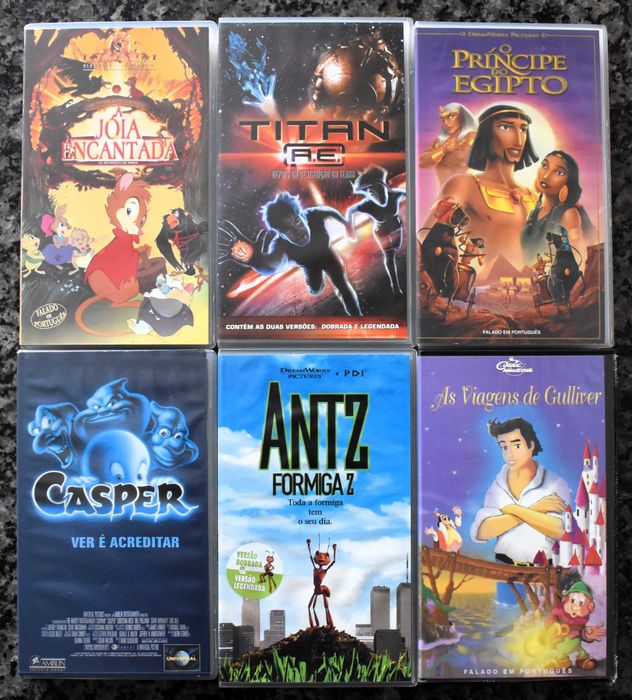 Lote 6 filmes de animação em VHS