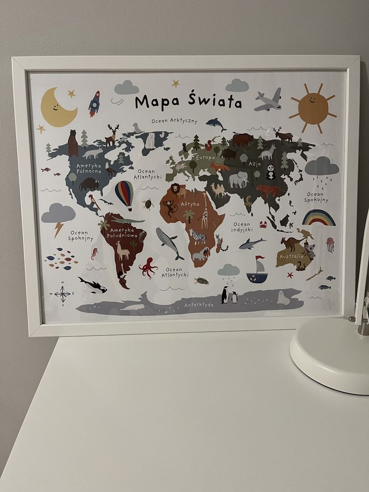 Plakat Mapa Świata dla dzieci 40x50