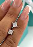 Серьги пусеты с бриллиантами GIA в стиле Tiffany