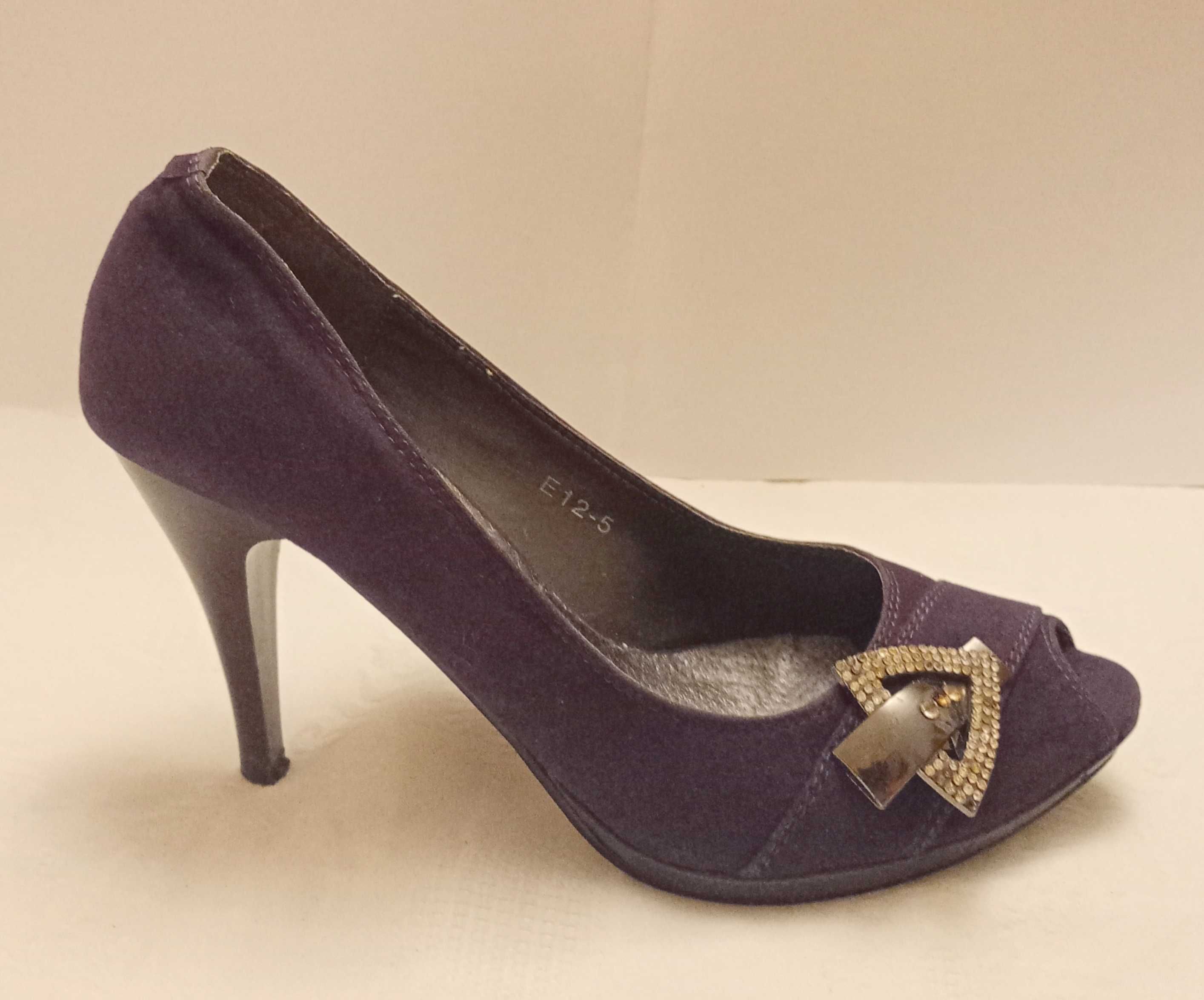 czółenka damskie buty na obcasie szpilka 10 cm,  r. 38 fiolet