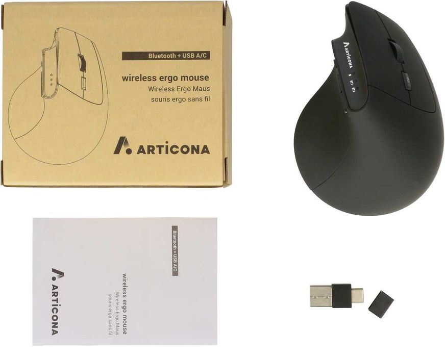 Rato ergonomico BT + USB A/C preto