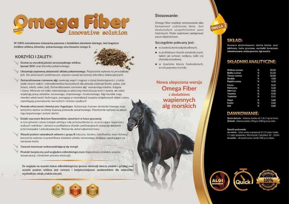 Omega Fiber pasze włókno wysłodki dla konie