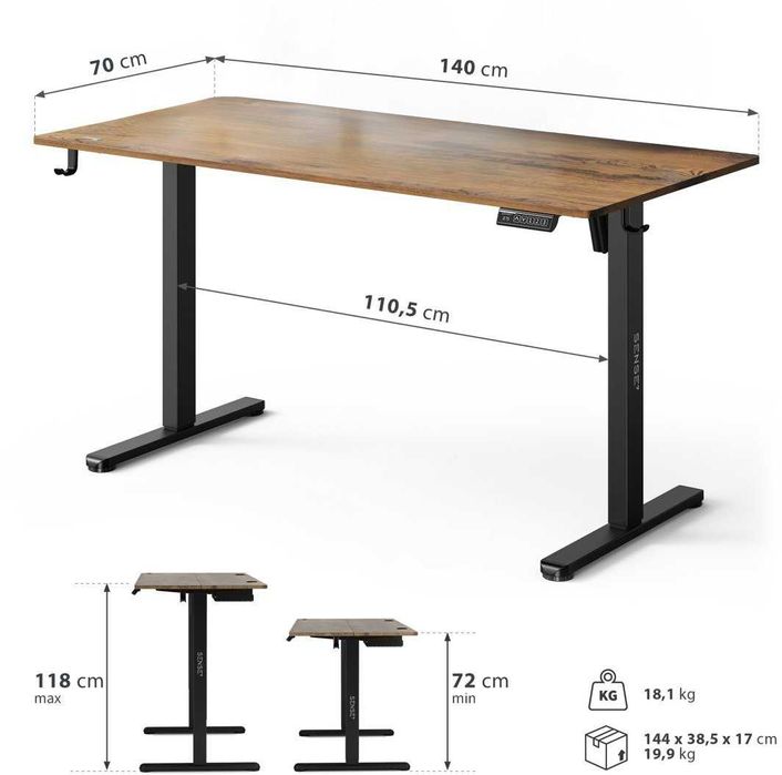 NOWE Biurko Elektryczne Regulowane Gamingowe 140x70 Do Domu Biura HIT!