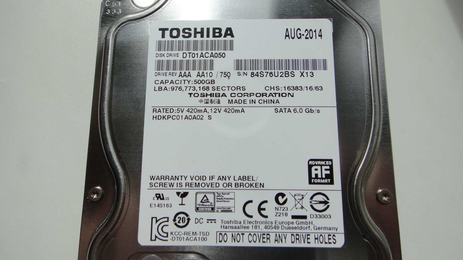 жесткий диск Toshiba HDD 3.5" 500 Gb