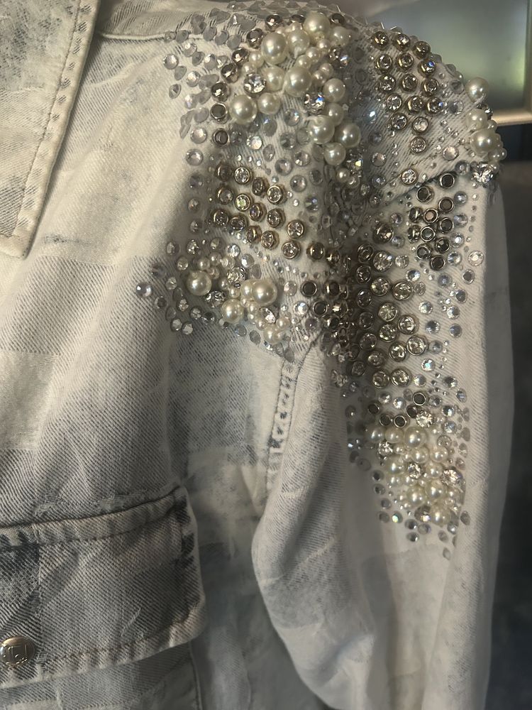 Śliczna koszula jeans D sche - piekne zdobienia  r, L/Xl