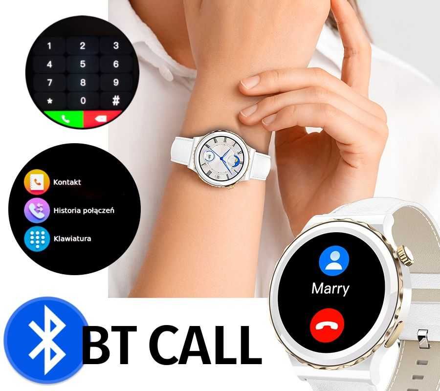 Smartwatch Damski Rubicon Bransoleta + Biały Silikonowy Pasek