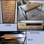 Zestaw mebli w stylu loftowym–szafa, stół, komoda RTV, ława/KOZY