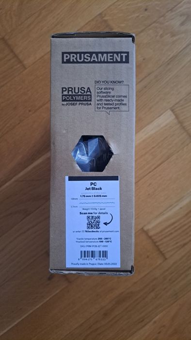 Filament Prusa Prusament PC Blend Jet Black Druk 3D drukarka