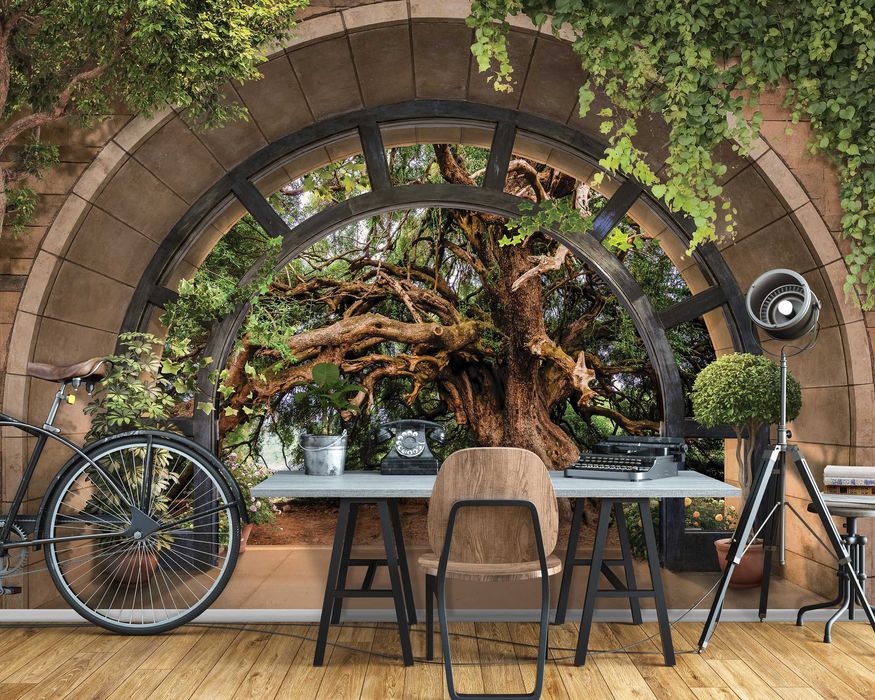 Fototapeta Drzewo Imitacja Okiennicy Na Ścianę 3D Twój Rozmiar + KLEJ