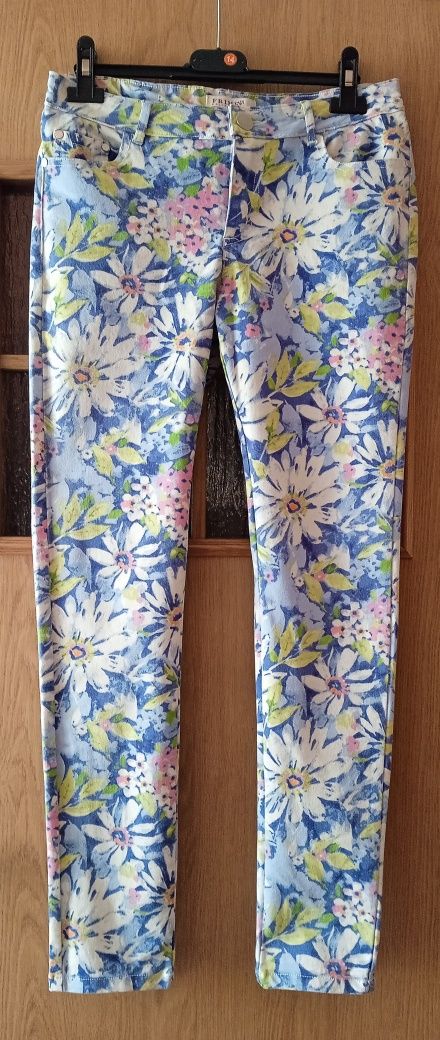 Spodnie Dżinsowe Jeansowe Kwiaty