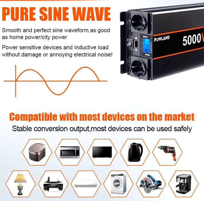 Inversor ONDA PURA 5000W 24v-220v - com comando NOVO