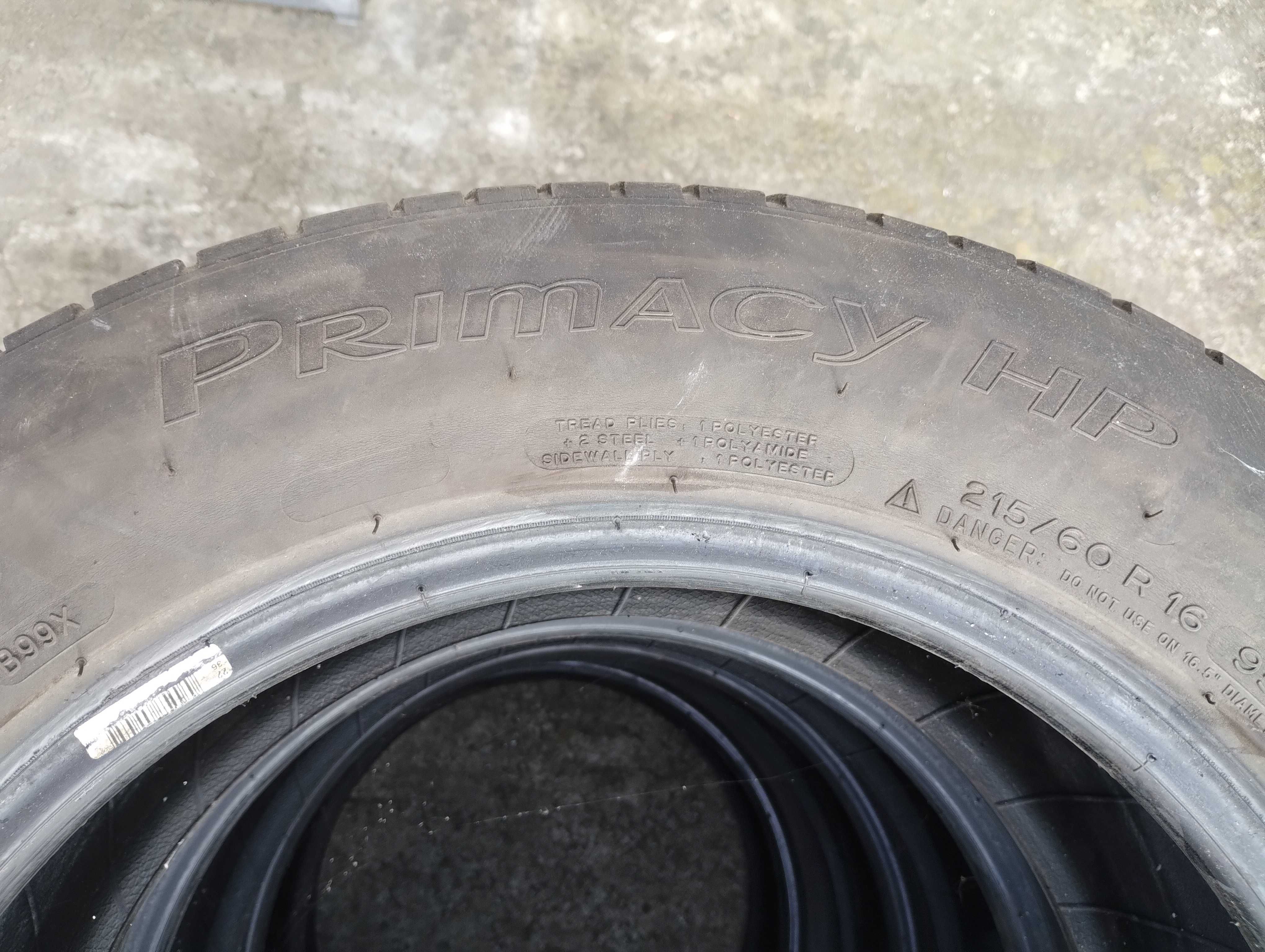 Opony używane MICHELIN PRIMACY HP 4 szt. Rozmiar 215/60 R16