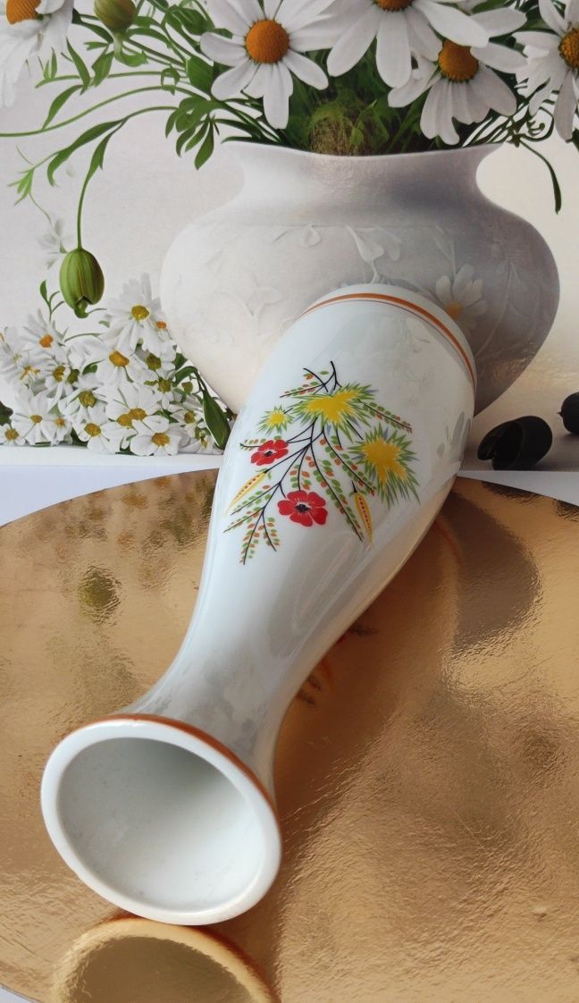 Wazon piękna stara porcelana Ćmielów kwiaty polne PRL