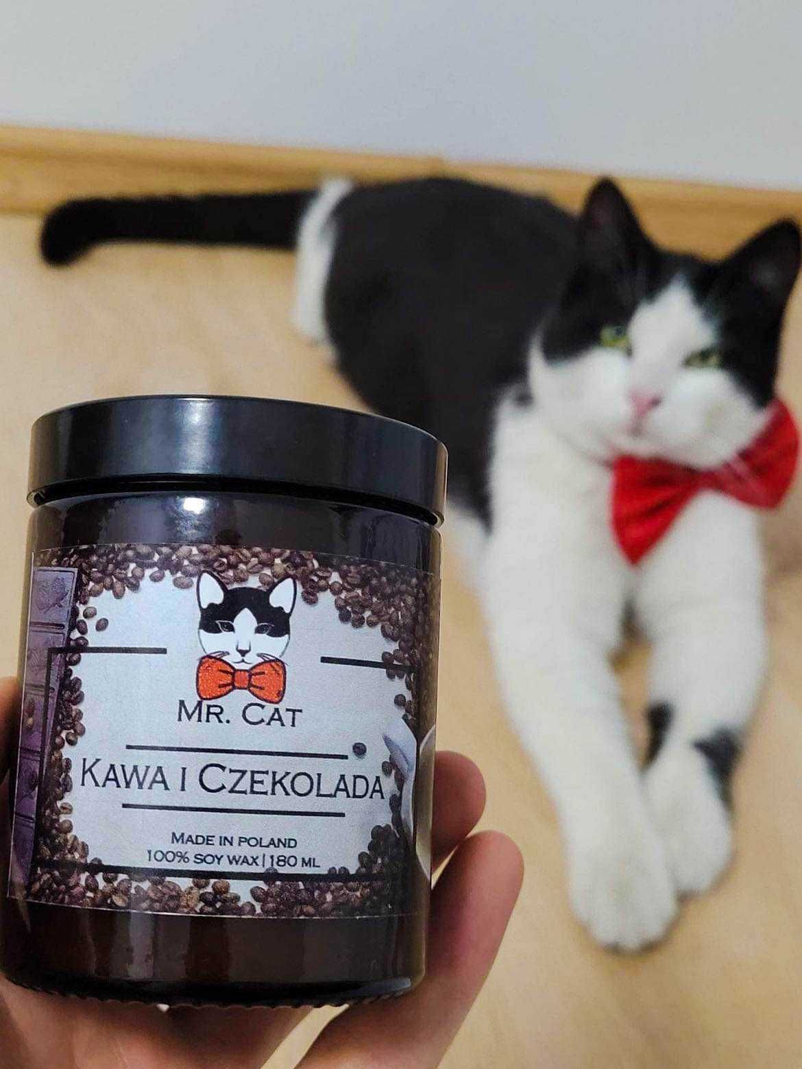 Kocia Świeca Sojowa Zapachowa "Kawa i Czekolada" (180 ml) - Mr. Cat