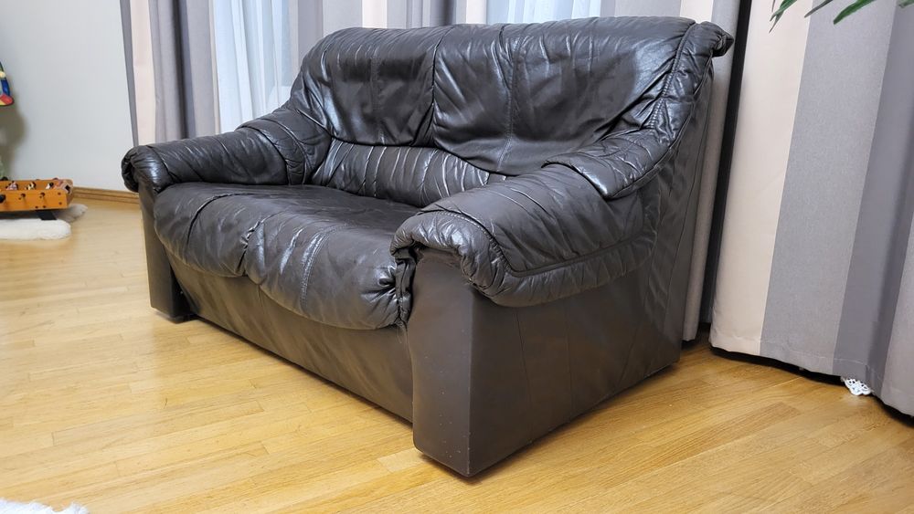 Шкіряний диван нерозкладний, двійка