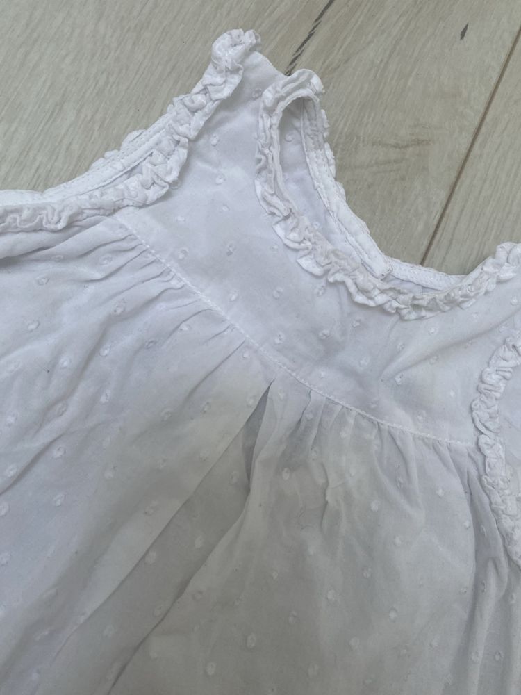 Komplet biala koszulka na ramiączkach /futrzana kamizelka 86 h&m /next