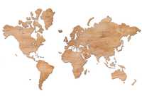 Drewniana Mapa Świata, Mapa z Drewna - 140 x 90 cm PL