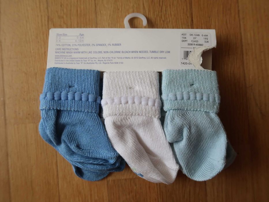 Skarpetki BabiesRus 6 par Niebiesko-białe wiek: 0-6 miesięcy