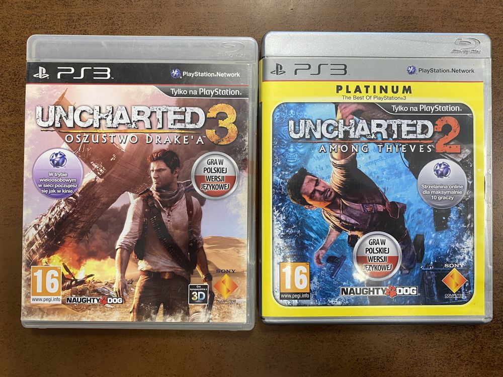 Zestaw gier Ps3: Uncharted 2 i 3. Polska wersja językowa