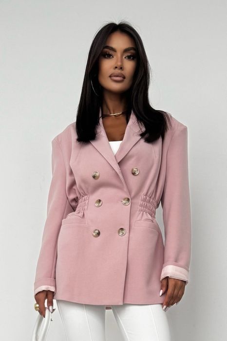 Marynarka dłuższa pudrowy róż SLAY Edan