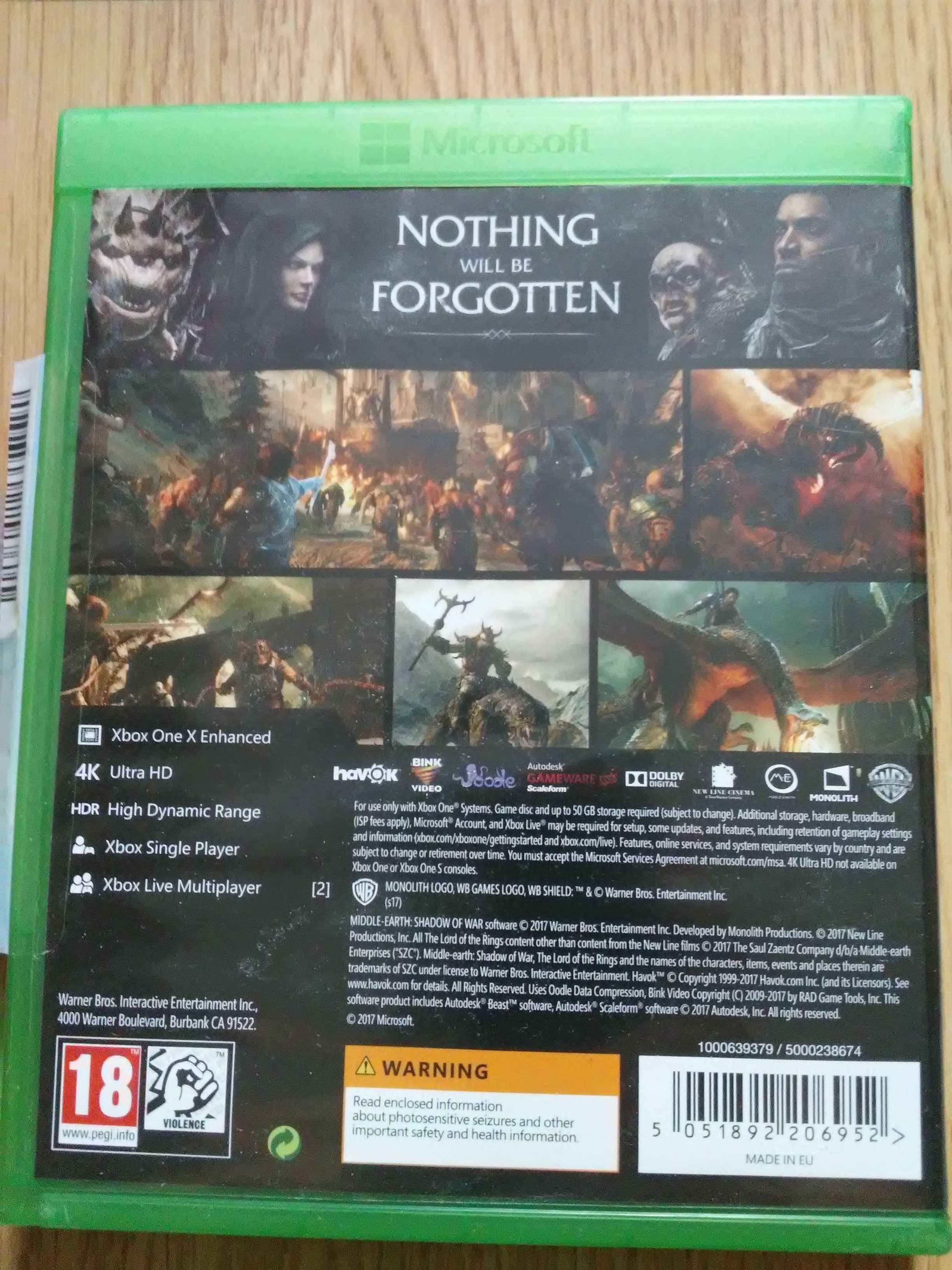 Gry Xbox One Cień Mordoru i Cień Wojny